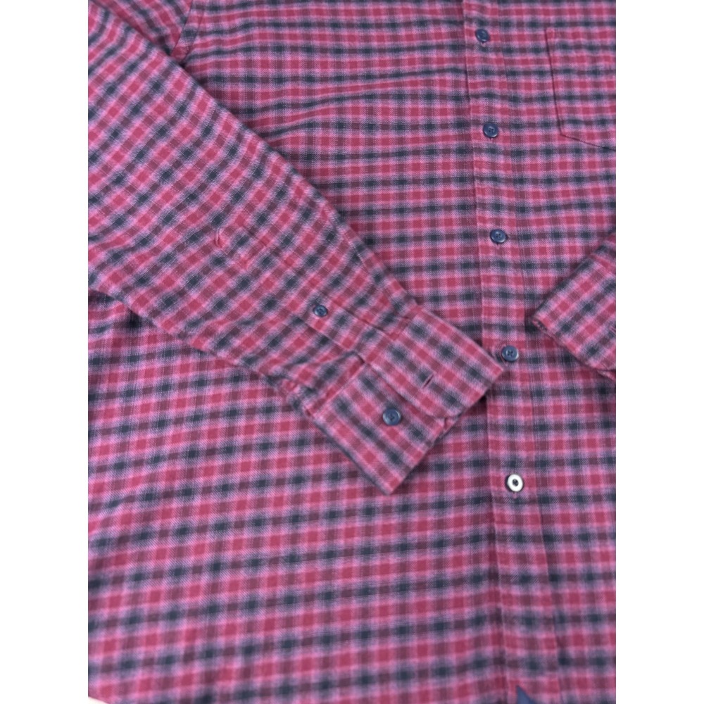 Untuckit Mens XL Red Navy Blue Plaid Flannel Button Down Shirt Long Sleeve - Picture 4 of 8